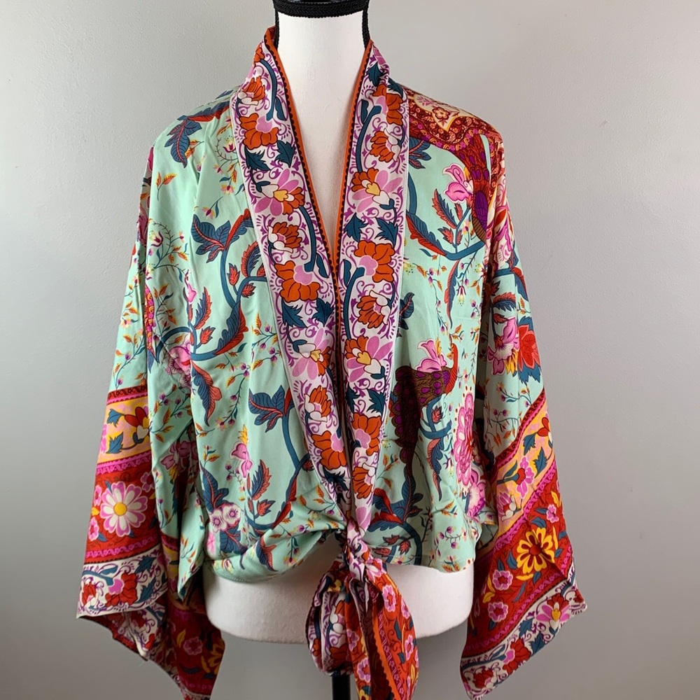Floral Tie Front Crop Top Kimono NEW! - Picture 6 of 10